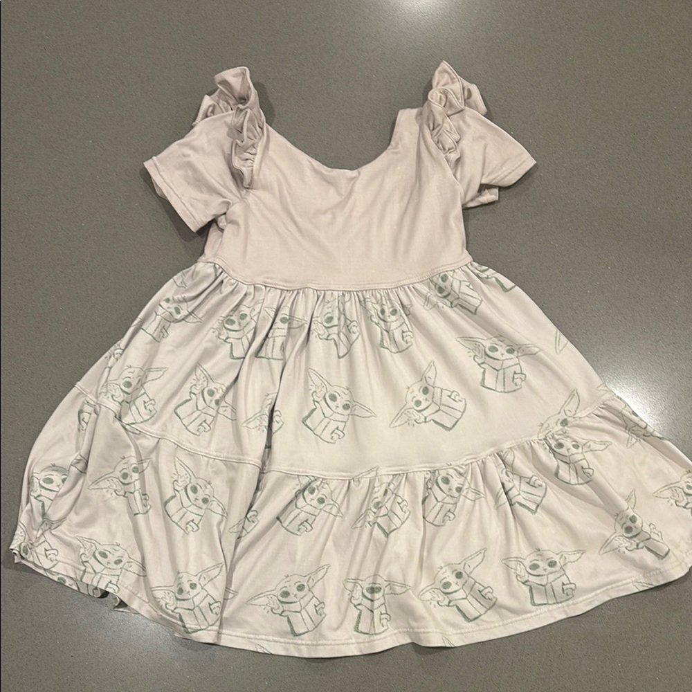 Grogu Baby yoda twirl dress with Ruffle Sleeves and pockets
